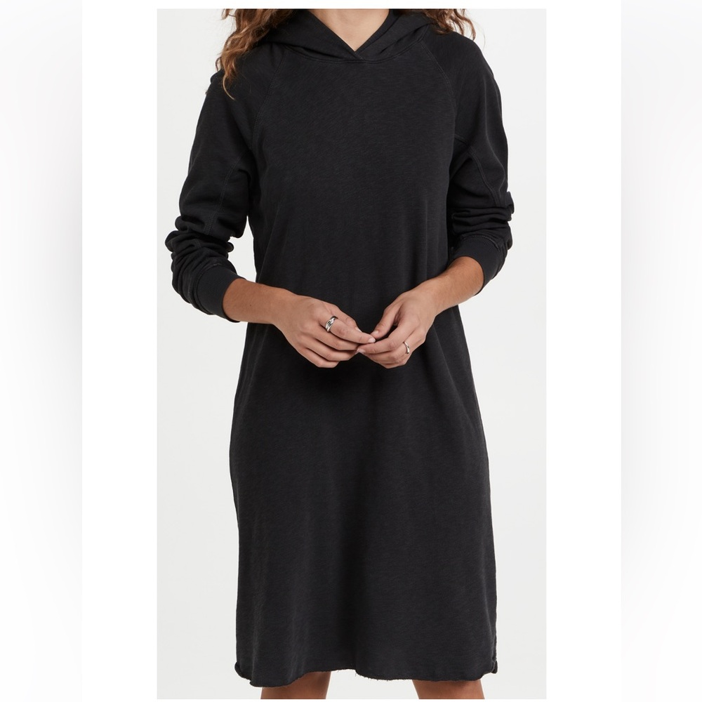 James Perse Black Long Sleeve Hoodie Dress